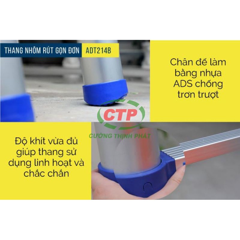 Thang nhôm rút gọn đơn Advindeq ADT214B màu xanh