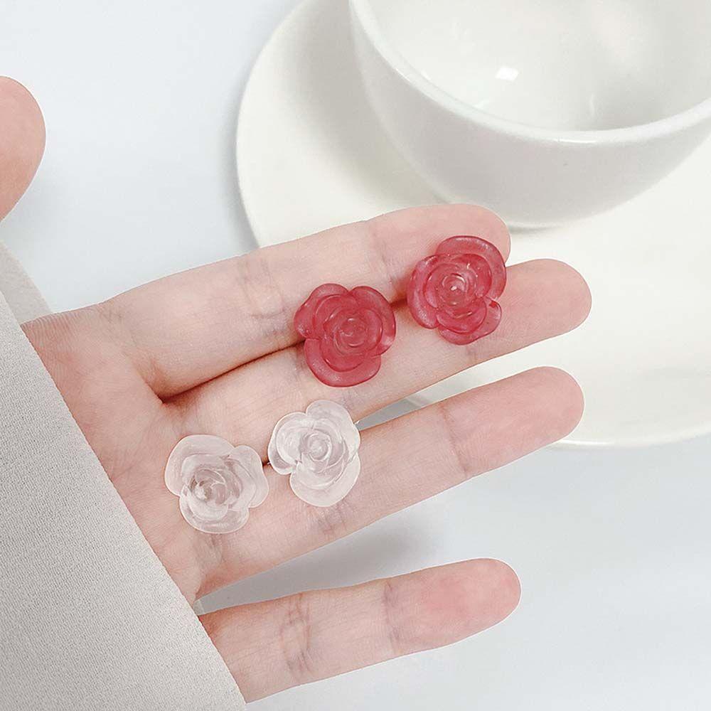 Khuyên Tai Nhựa Trong Suốt Hình Bông Hoa Xinh Xắn Dành Cho Nữ