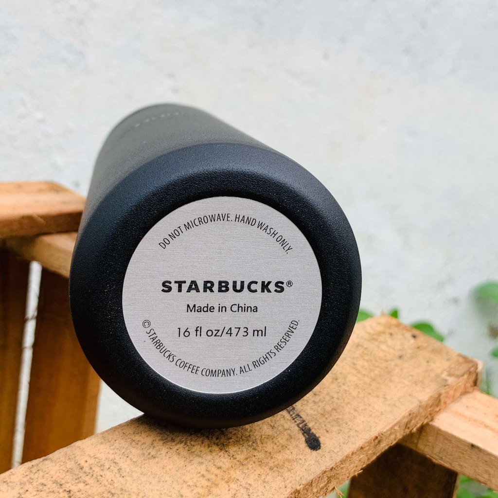 Bình giữ nhiệt STARBUCKS chính hãng màu đen nhám sần dung tích 500ml