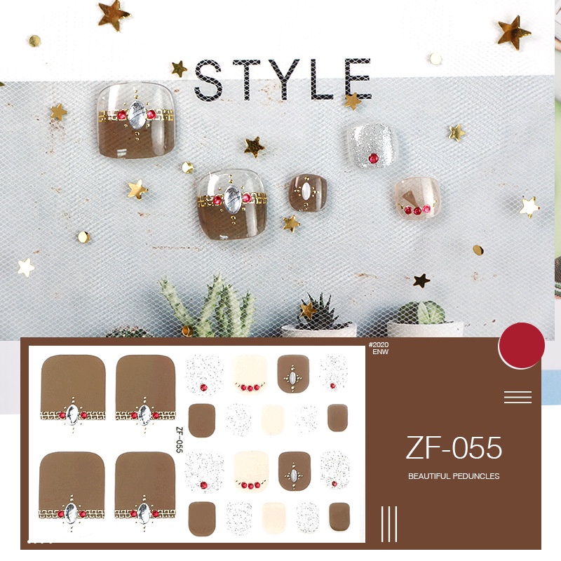 Miếng Dán Móng Chân 3D Tầm Nhìn 3D Màu Đồng Bền Bỉ Không Độc Hại