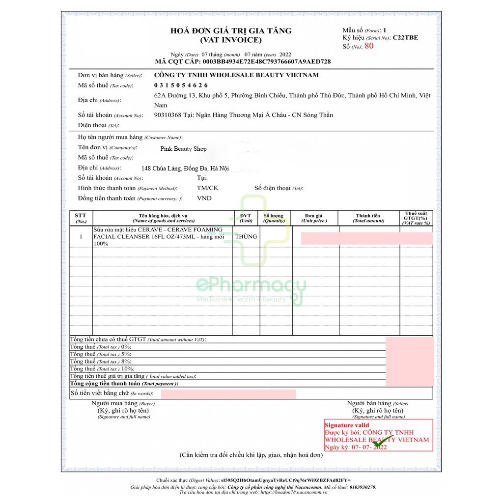 Sữa Rửa Mặt Dịu Nhẹ CERAVE Cleanser