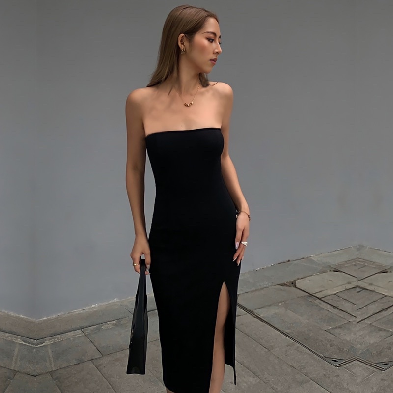 Váy Quây Váy Cúp Ngực Dài Xẻ Tà Sexy A12