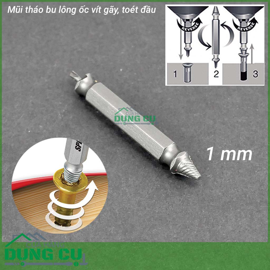 Mũi tháo vít gãy toét đầu thép HSS 4341 đầu tháo siêu nhỏ 1mm