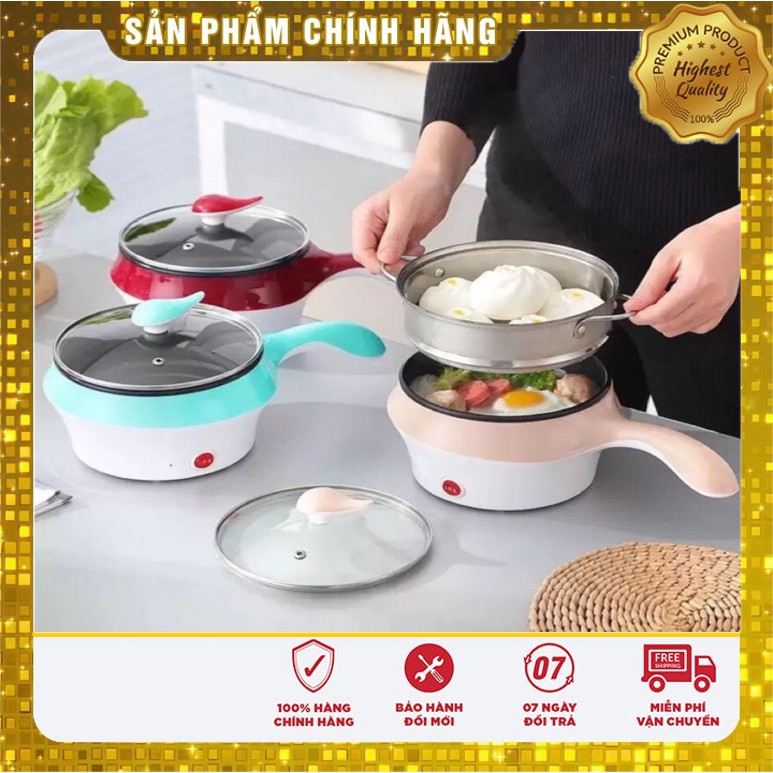 [CẮM 2 CHẤU] Nồi lẩu điện nồi hấp điện mini 2 tầng chống dính đa năng 18cm TẶNG KÈM XỬNG HẤP, Ca nấu mì _ Giá Bán Sỉ Lẻ