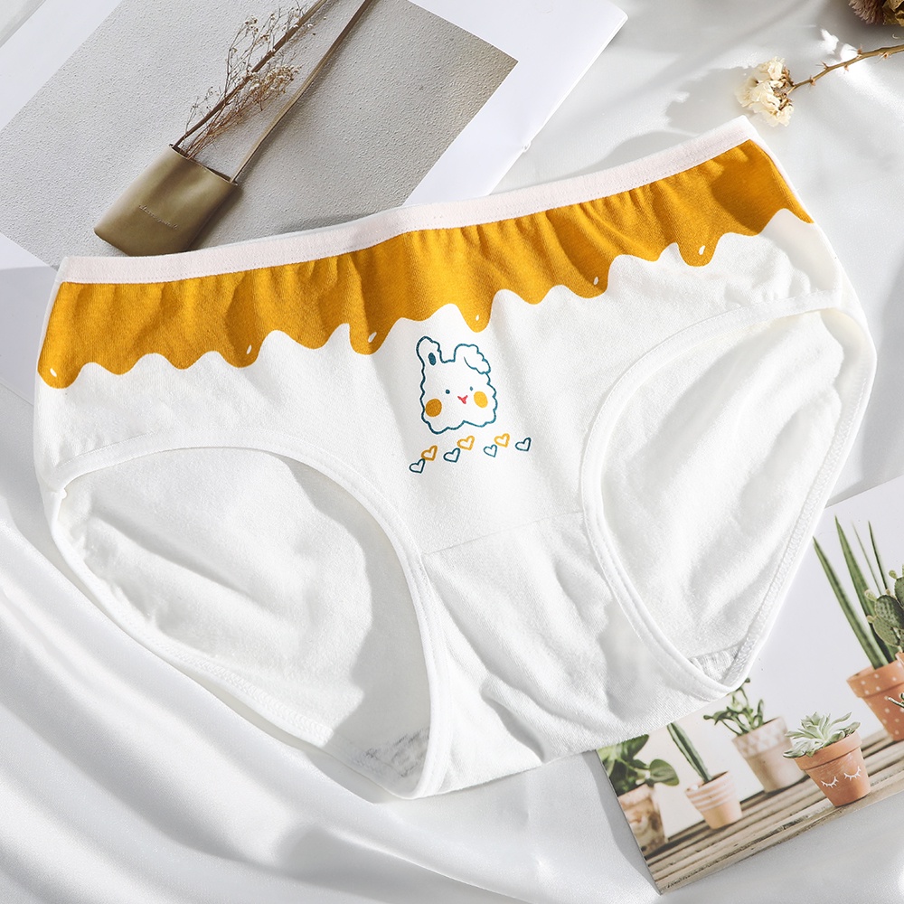 Quần lót LEVAO bằng cotton lưng vừa in họa tiết dễ thương cho nữ