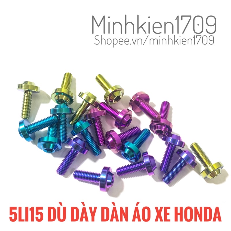 (GR5 XỊN) Ốc titan 5li15 ren nhuyễn dàn áo xe honda