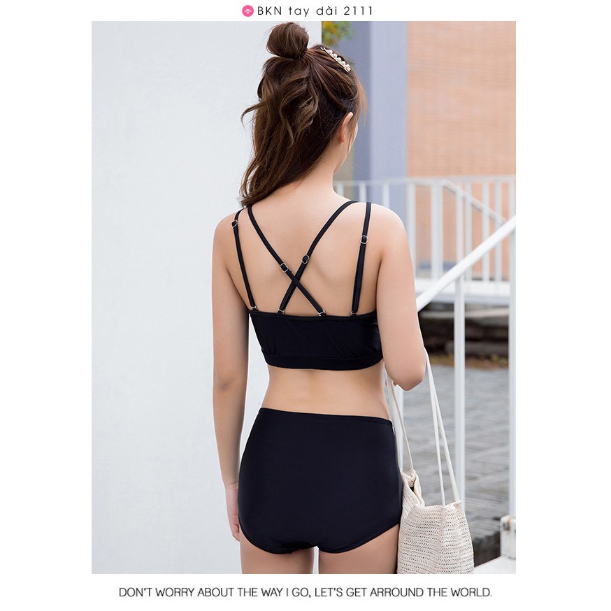 Bikini 3 mảnh dài tay 💝[FREESHIP - SẴN HÀNG]💝 Bộ bơi nữ áo lưới tay dài quần cạp cap sang chảnh | BigBuy360 - bigbuy360.vn