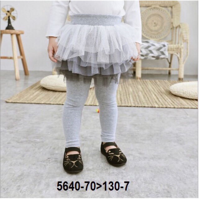 Quần legging kết hợp chân váy voan - hàng xuất Hàn