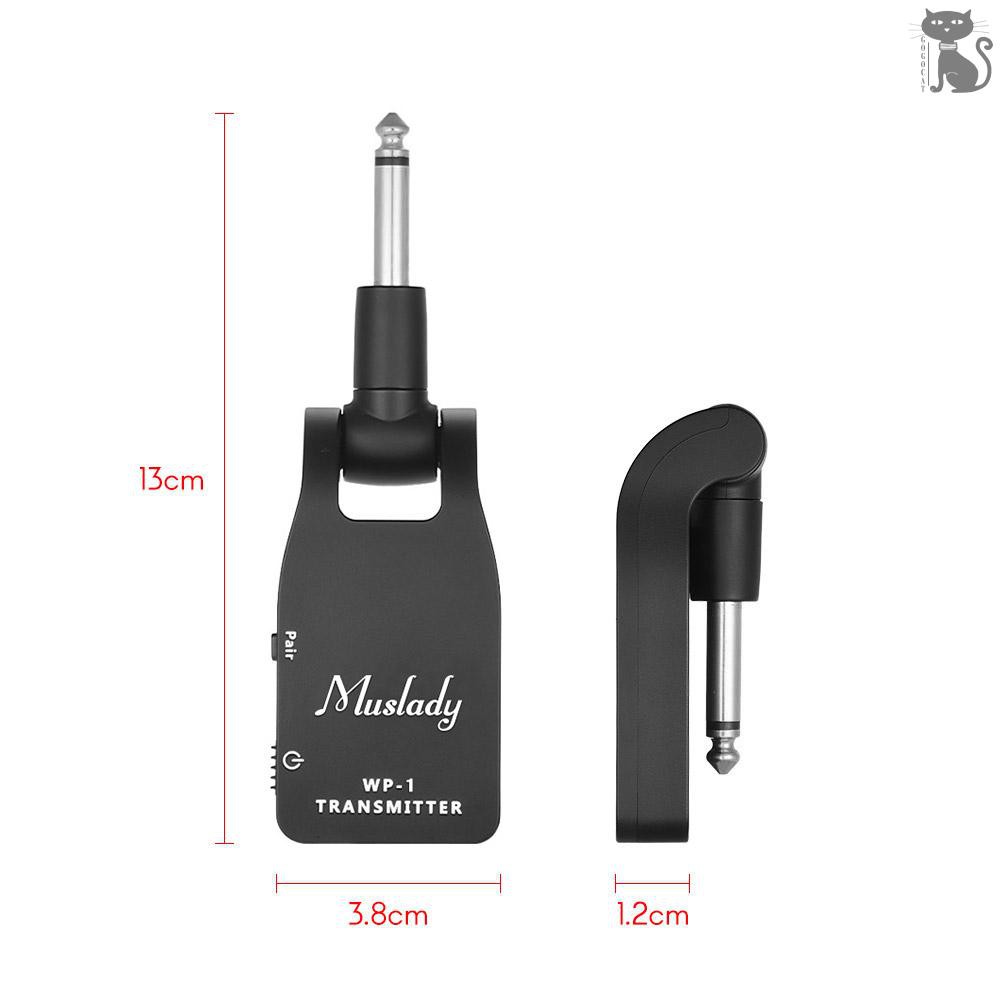 COD☆ Muslady 2.4G Wireless Guitar System Transmitter & Receiver Built-in Rechargeable Lithium Battery