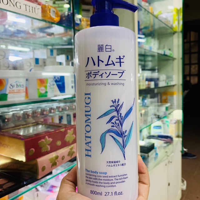 Sữa tắm dưỡng ẩm và làm sáng da Hatomugi moisturizing washing 800ml