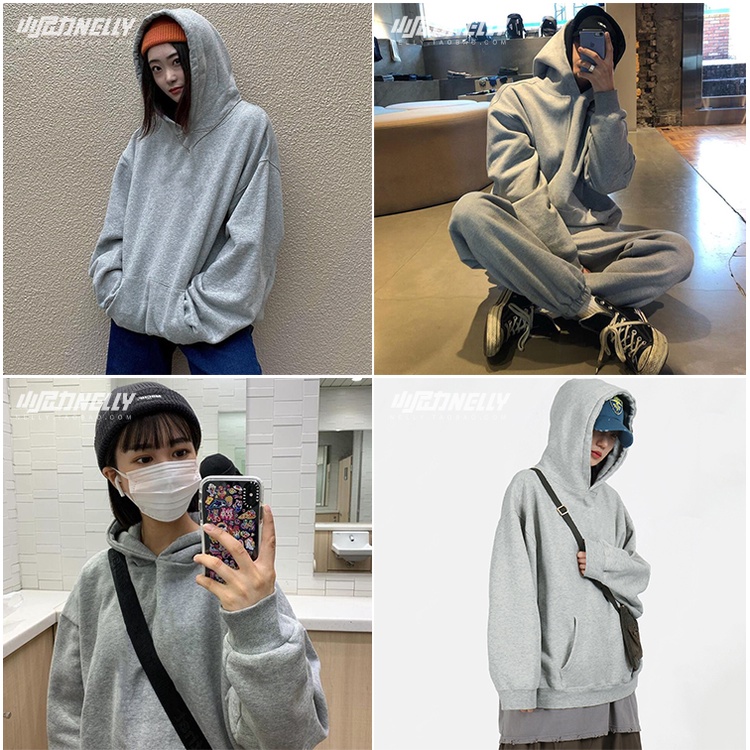 Áo hoodie Nelly Heybig trơn màu xám