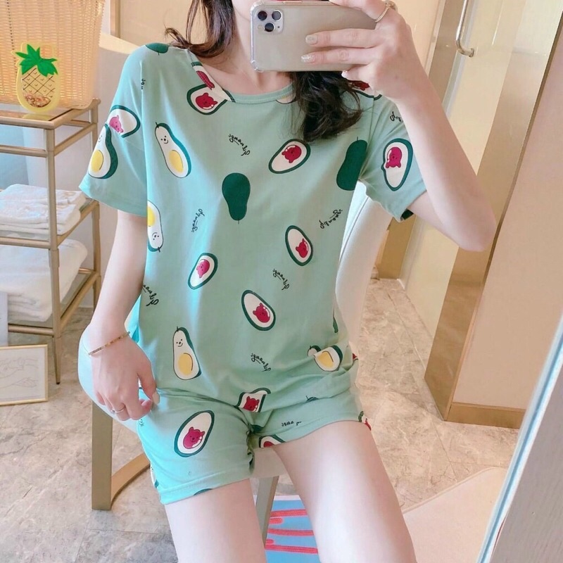 Có size M/L)Bộ đồ ngủ thun cotton mềm mại dễ thương