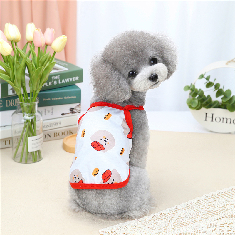 Quần áo cho chó mùa hè cho chó nhỏ Dễ thương hoạt hình mỏng gấu chó con Vest giá rẻ Chihuahua Pháp Bulldog quần áo sang trọng cho chó