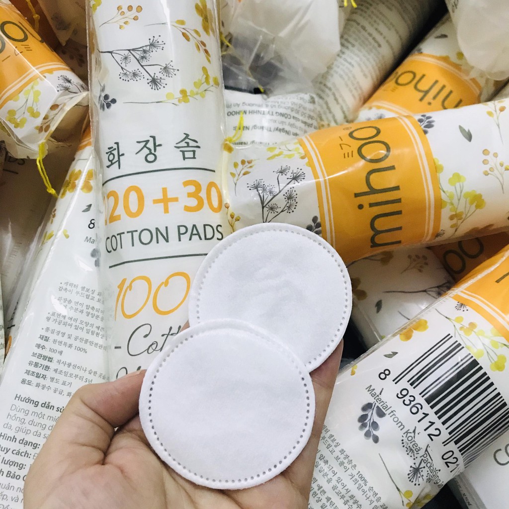 BÔNG TẨY TRANG MIHOO MỀM MẠI 100% COTTON