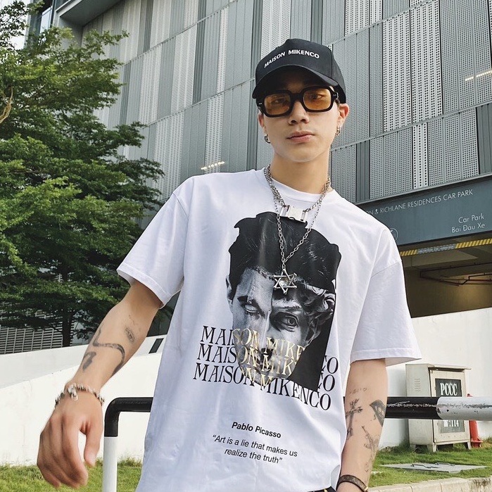 Áo Phông Tay Ngắn , Áo Thun Unisex Nam Nữ MAISON MIKENCO chất liệu mát thấm hút mồ hôi