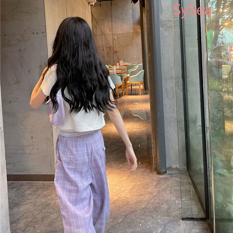 Set Áo Thun Ngắn Tay + Quần Lửng Ống Rộng Phong Cách Hàn Quốc Cho Nữ