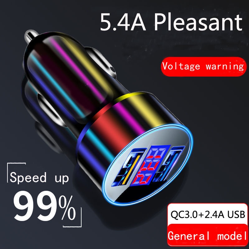 5,4A đầu nối USB kép trên ô tô QC3.0 sạc ô tô Điện áp hiển thị kỹ thuật số LED
