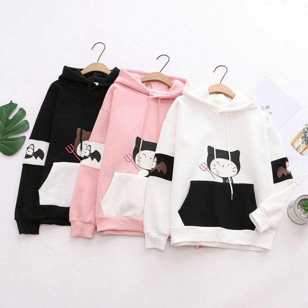 [FREESHIP_50K] Áo hoodie nữ phối màu giữ ấm - Áo khoác nỉ chui đầu dễ thương ANNGO - NL174