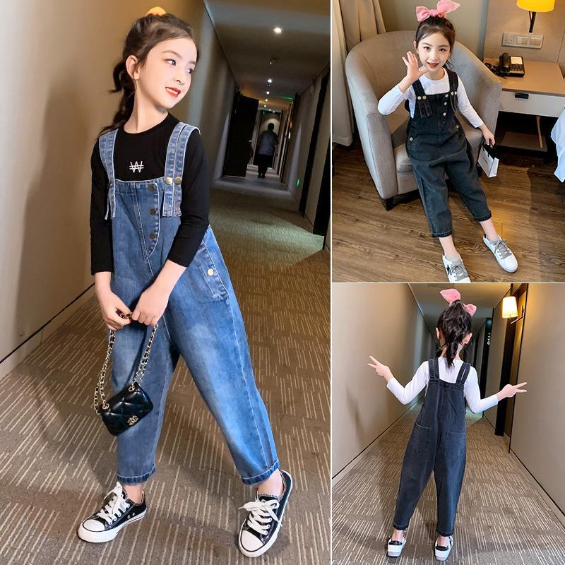 Bộ Quần Yếm Denim Dáng Rộng Thời Trang Cá Tính Cho Bé Gái