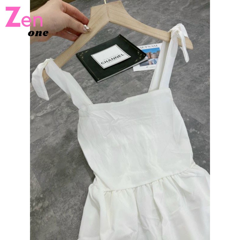 Váy trắng ZenOne, Đầm dự tiệc Dây Nơ Đuôi Cá dáng dài chất đũi cao cấp tôn dáng mặc siêu mát siêu sang | BigBuy360 - bigbuy360.vn