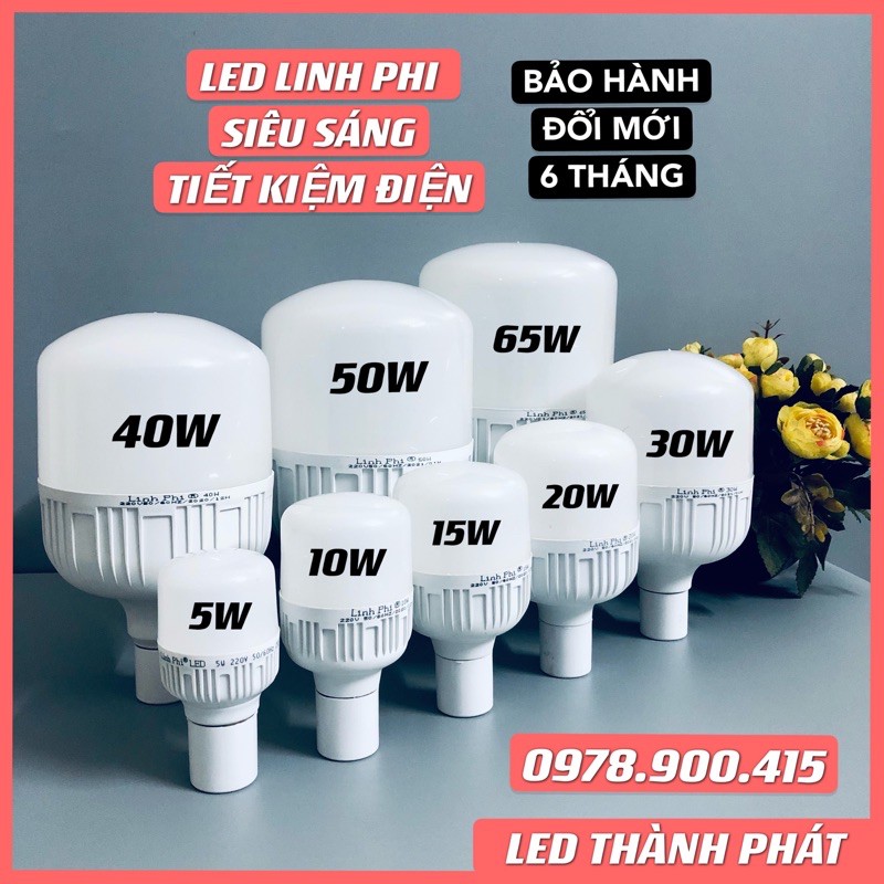 Bóng đèn LED trụ 10W 15W 20W 30W 40W 50W 65W 5W LINH PHI siêu sáng tiết kiệm 80% điện ánh sáng TRẮNG