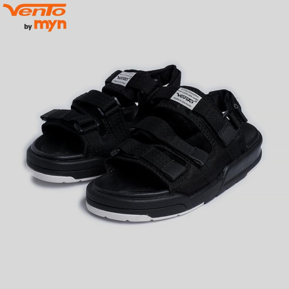 [VENTO Vietnam] Sandal Vento Nam Nữ Unisex H1001 F7 Black White Đế Bánh Mì [Đế IP cao 3cm] -b11