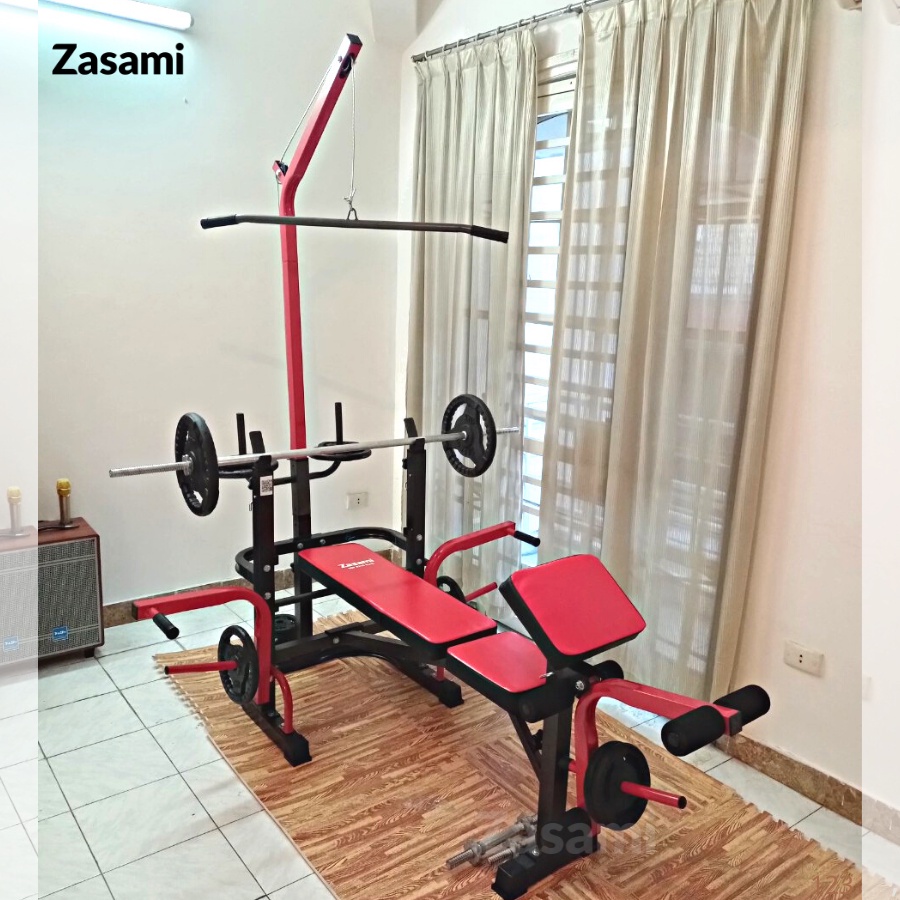 Giàn Tạ Đa Năng ZASAMI SGT-8210PLUS Tích hợp 10 chức năng kèm 50kg tạ gang, 1 đòn 1m5, 50kg tạ gang