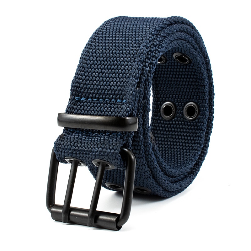Thắt Lưng Vải Canvas Sợi Nylon Bện Dây Khóa Kim Loại 3.8cm Cho Nam Nữ