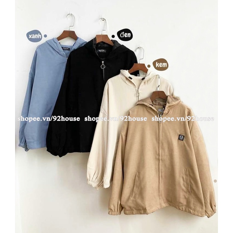 Áo khoác thêu bò sữa phom rộng chất da lộn siêu đẹp, áo khoác 2 lớp có mũ trùm đầu