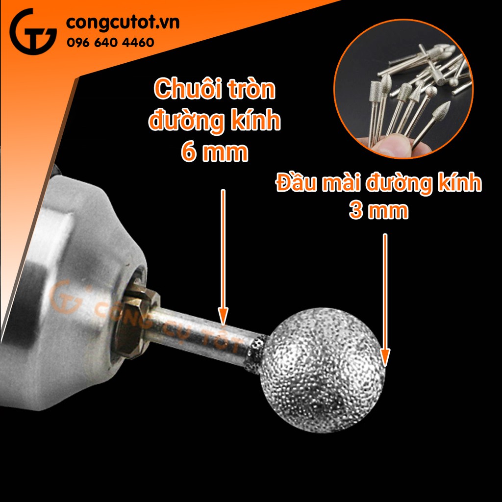 Bộ 20 mũi mài kim cương cốt 3mm ∅6