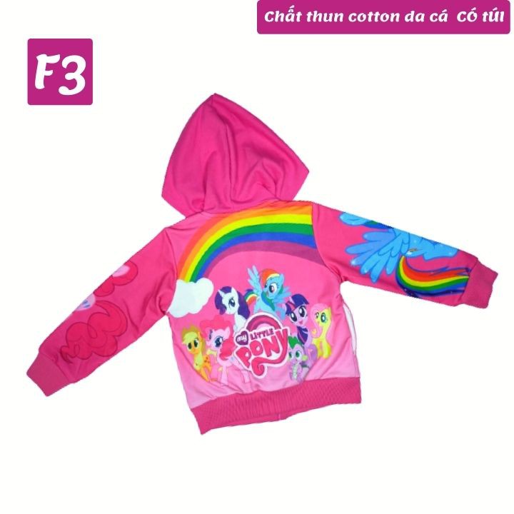 Áo khoác bé gái Pony cầu vồng từ 11-43kg - Thun cotton da cá in 3D cực chất - Tomchuakids