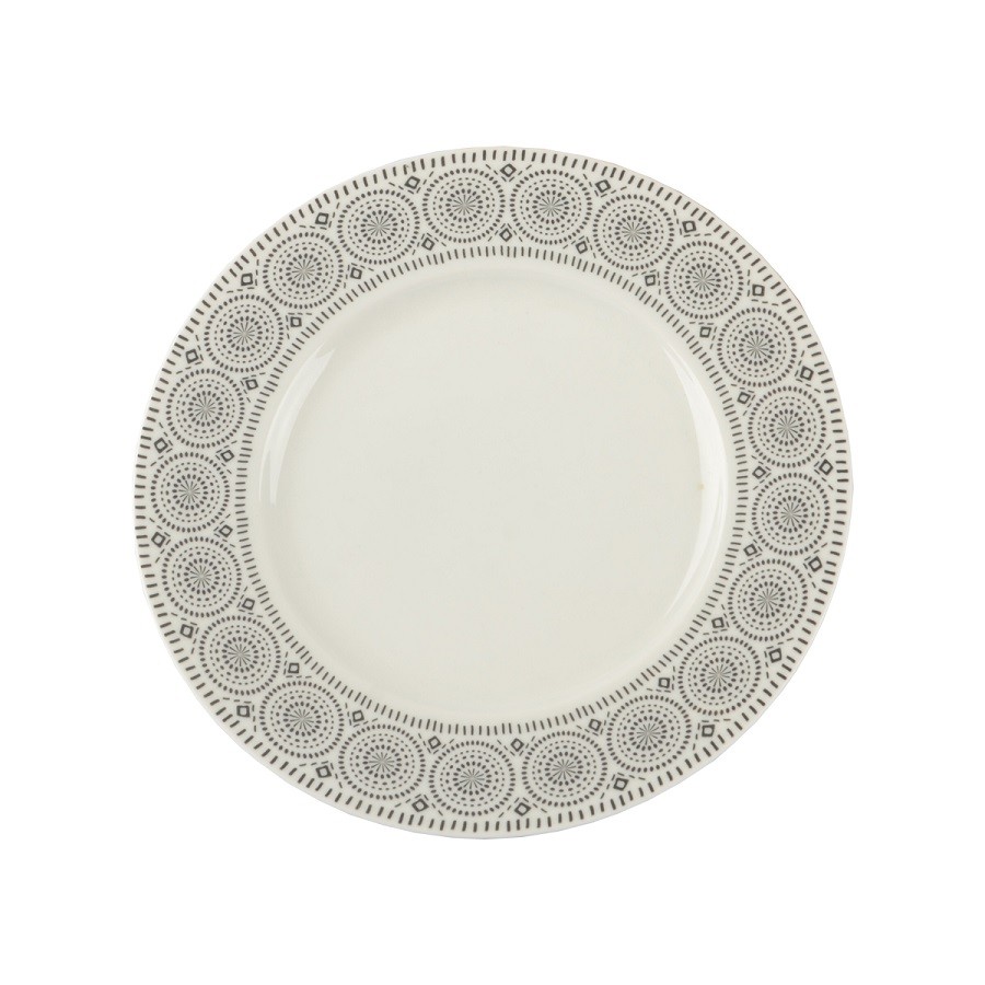 Đĩa sứ FLORIST cỡ trung, màu trắng viền trang trí hoa văn | Index Living Mall -  Phân phối độc quyền tại Việt Nam