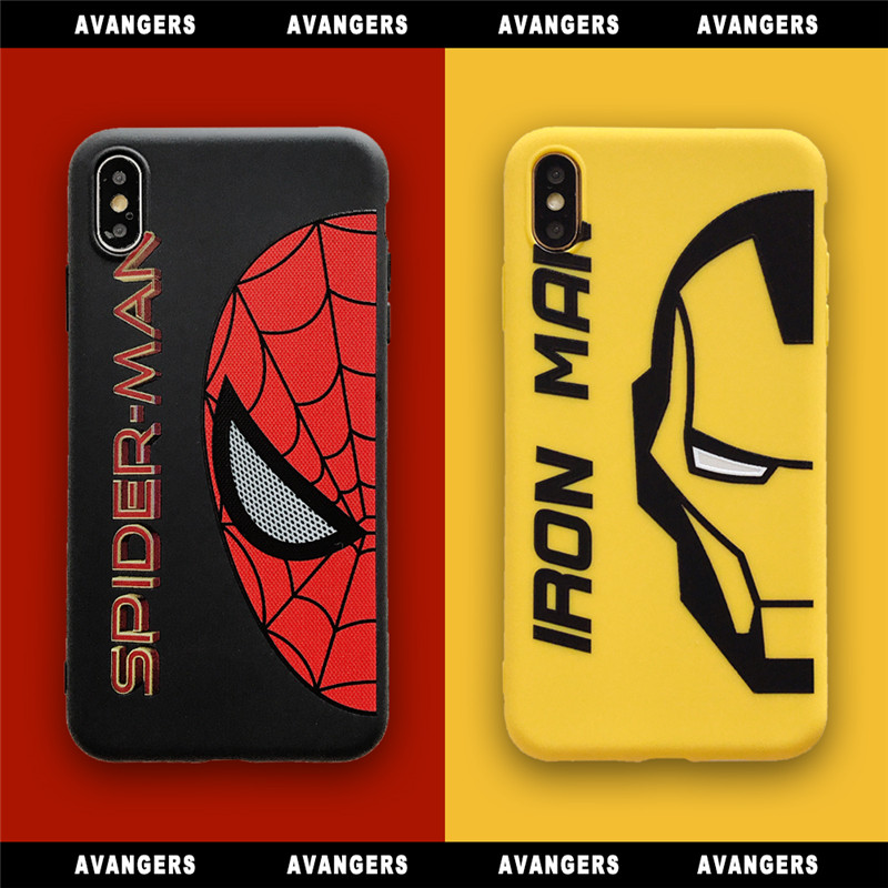 Ốp điện thoại họa tiết Spider-Man Iron Man dành cho iPhone 6 6sPlus 7 8 Plus X XS Max 11 Pro Max