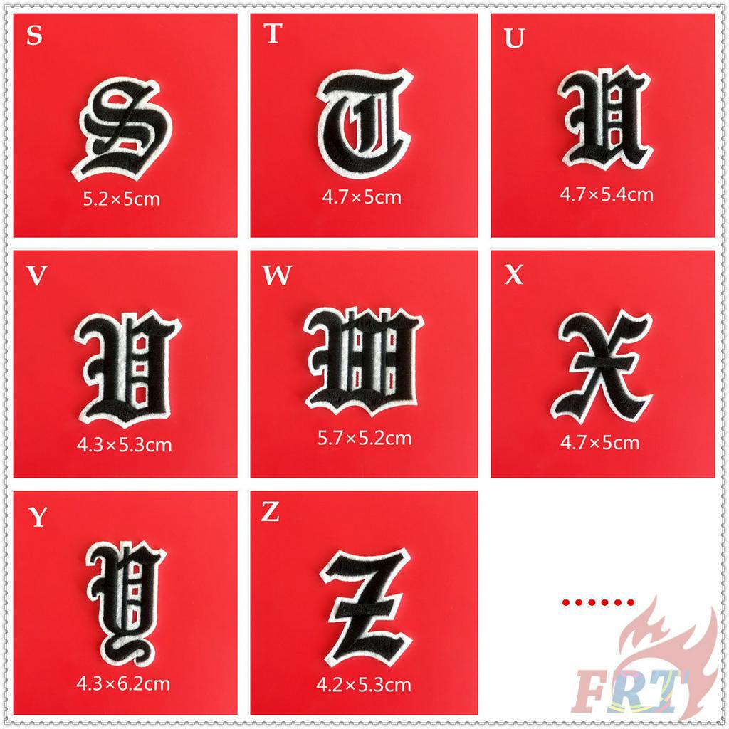 ✿ Old English Letters - Black Iron-on Patch ✿ 1Pc Diy Embroidery Patch Sew on Iron on Badges Patches