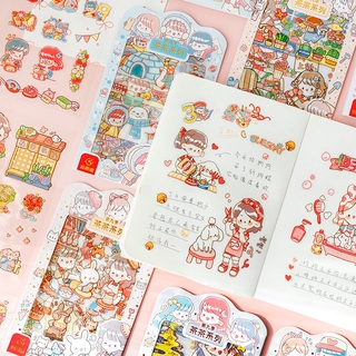 Suuuny 4 Sticker Miếng Dán Trang Trí Nhật Ký Hình Cô Gái Dễ Thương