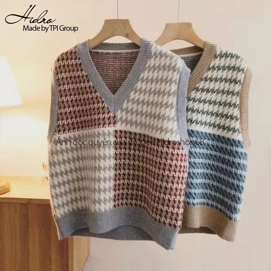 Áo Gile Len Cổ V Chất Dày Dặn Nhiều Màu Vintage Phong Cách Hàn Quốc | BigBuy360 - bigbuy360.vn