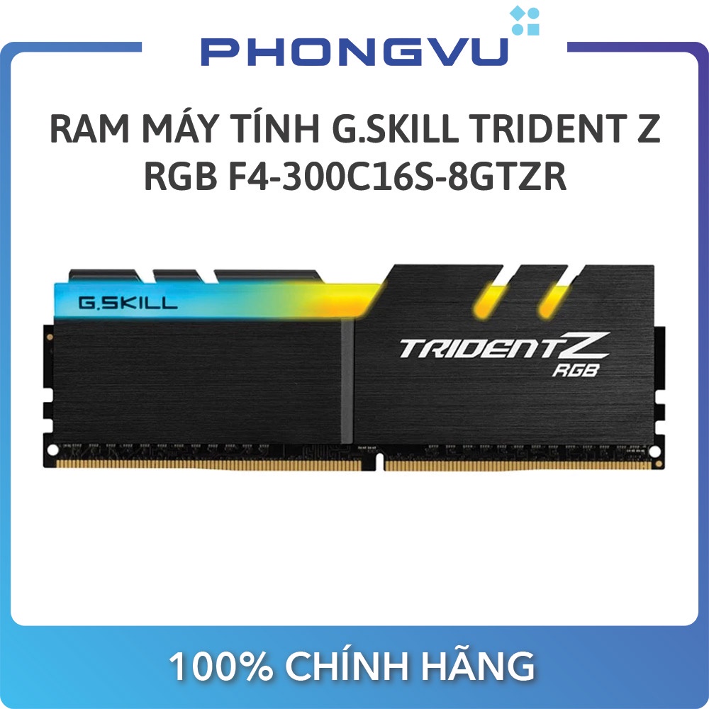 Bộ nhớ/ RAM G.Skill Trident Z RGB 8GB DDR4 3000 (F4-3000C16S-8GTZR) - Bảo hành 36 tháng