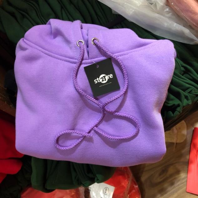 Áo hoodie unisex 2T Store H23 màu tím pastel - Áo khoác nỉ chui đầu nón 2 lớp dày dặn xỏ ngón 🌺