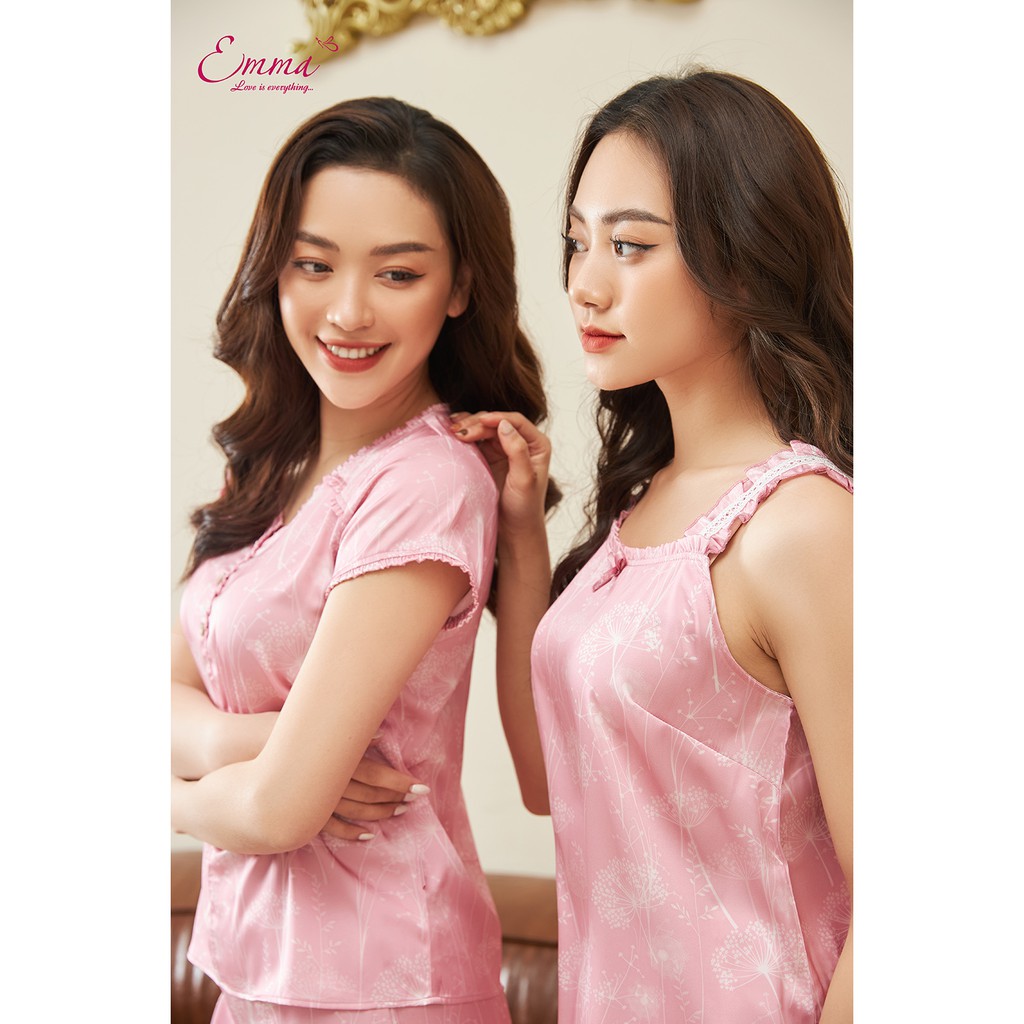 Bộ Mặc Nhà Lụa EMMA Áo Hai Dây, Quần Ngắn EHSU.21.018.09