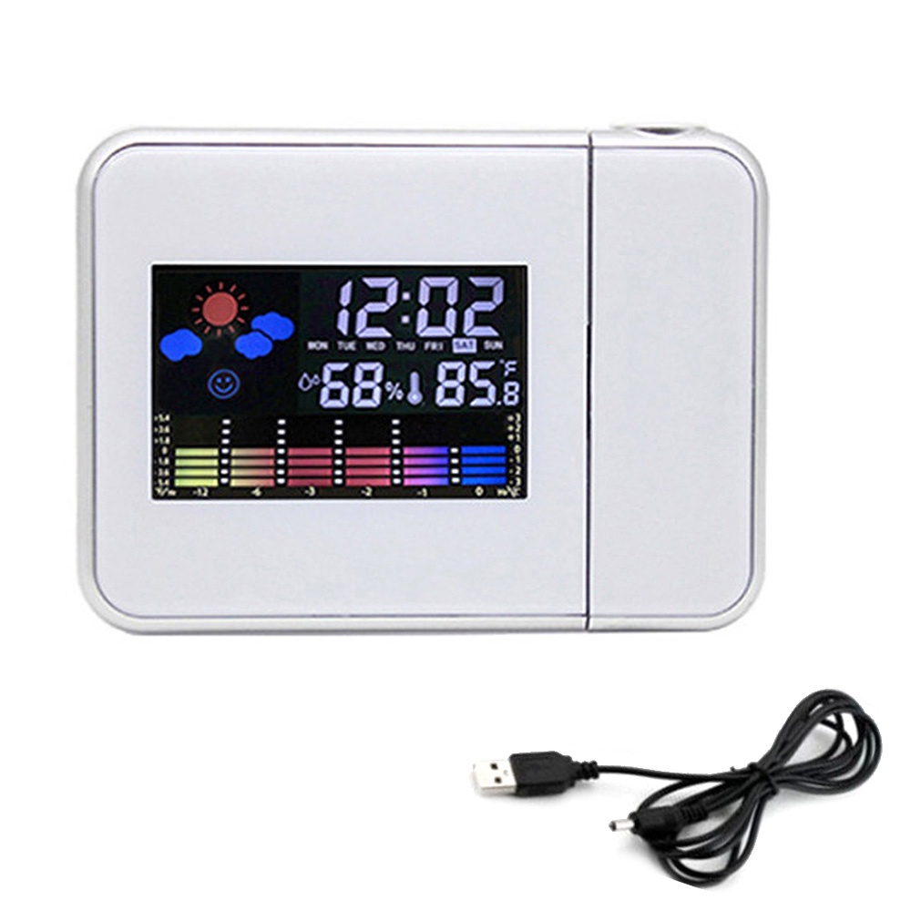 Đồng hồ báo thức kỹ thuật số để bàn có đèn LED hiển thị nhiệt độ và cổng sạc USB