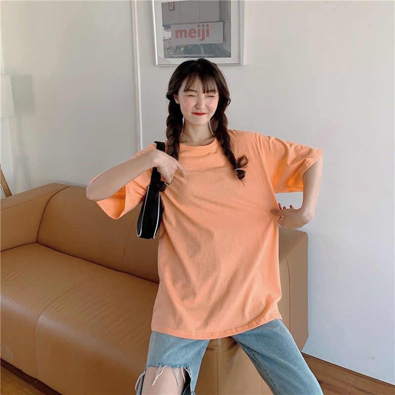 SUXI Áo Thun Nữ Ngắn Tay Cổ Tròn Thời Trang Hàn