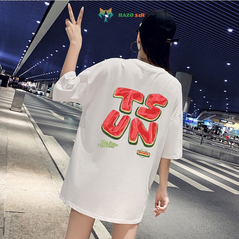 ÁO THUN UNISEX TSUN MIX DƯA HẤU TAY LỠ NAM VÀ NỮ IN HÌNH SIÊU HOT