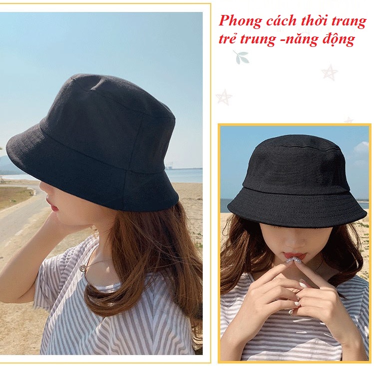 Nón bucket tròn vành hai mặt [Mua 1 được 2] Mũ bucket trơn nhiều màu phong cách Ulzzang Unisex