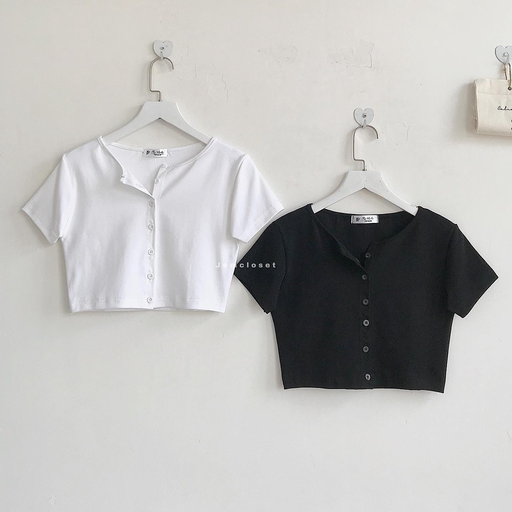 Áo Croptop Cộc Xinh Xắn Croptop Có Nút Tay Ngắn Siêu Xinh Chất Liệu Co Giãn Dễ Dàng Phối Đồ  - 1475 Gous Official