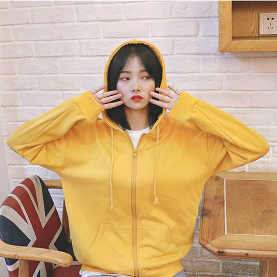 SUXI Áo Hoodie Tay Dài Màu Trơn Thời Trang Mùa Thu Cho Nữ