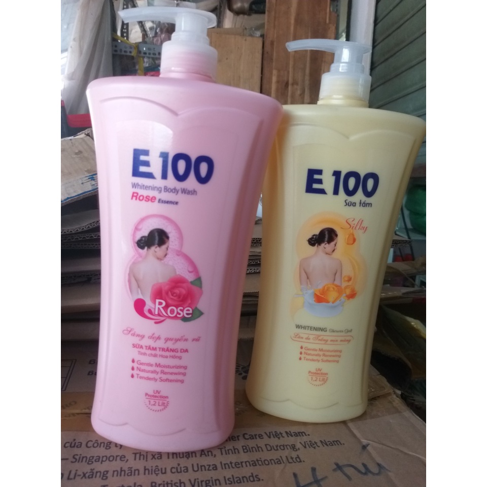 SỮA TẮM E100 SILKY VÀNG VÀ ROSE HỒNG 1200ML