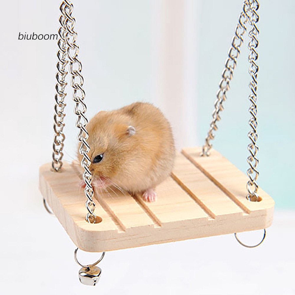 Xích Đu Đồ Chơi Bằng Gỗ Có Chuông Treo Lồng Chim Vẹt / Hamster / Sóc