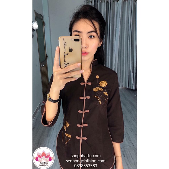 [CHÍNH HÃNG] Bộ cổ tàu thêu sen truyền thống nữ # đồ bộ đi lễ mặc nhà đều xinh # set xẩm