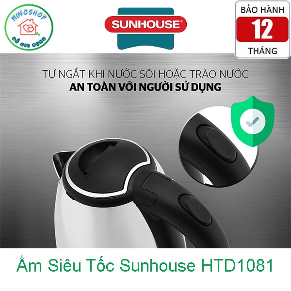 Ấm Siêu Tốc Inox 1.8L Sunhouse Happy Time HTD1081