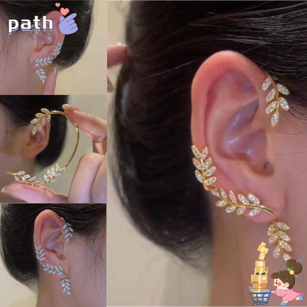 Bông Tai Hình Chiếc Lá Thời Trang Dự Tiệc|(MớI) Khuyên VàNh Tai ĐíNh Đá Xinh XắN